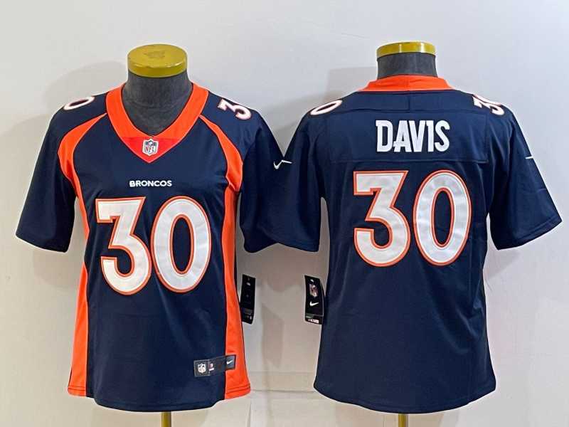 Womens Denver Broncos #30 Terrell Davis Navy Blue 2022 Vapor Untouchable Stitched NFL Nike Limited Jersey